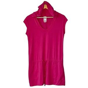 Patagonia Hot Pink Short Sleeve Hoodie Parker Short-Sleeved Mini Dress